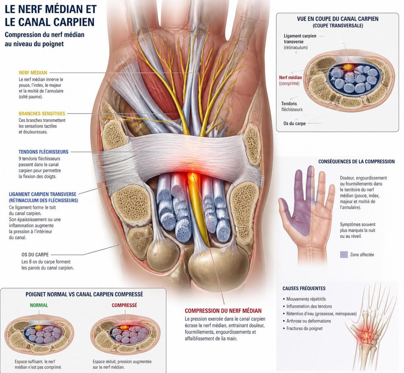 découvrez pourquoi la douleur du canal carpien s'intensifie souvent la nuit chez de nombreux patients et comment mieux la gérer pour retrouver un sommeil paisible.