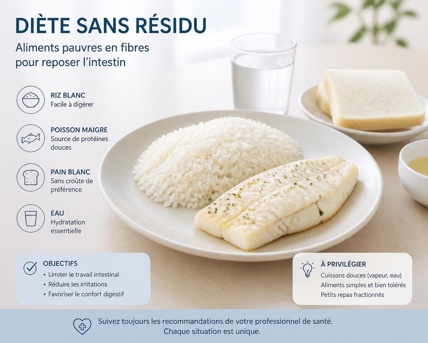 découvrez quelles pathologies nécessitent une diète sans résidu, un régime alimentaire spécifique visant à réduire les fibres et résidus pour faciliter la digestion et favoriser la guérison.