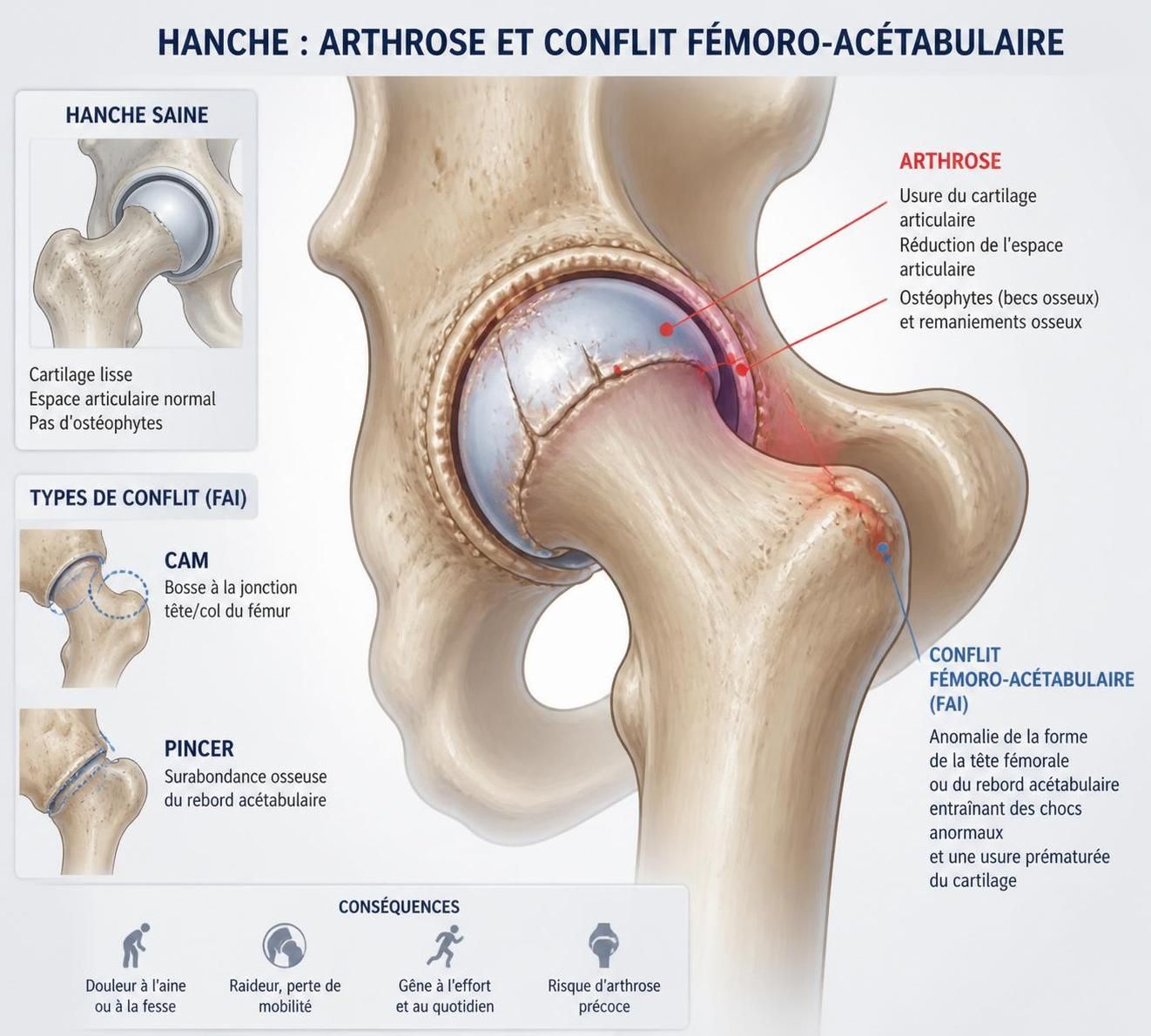 découvrez les causes possibles de la douleur à la hanche droite et les troubles de santé associés pour mieux comprendre et agir rapidement.