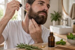 découvrez comment utiliser les huiles essentielles pour prendre soin de votre barbe, réduire les pellicules et favoriser une pousse saine.