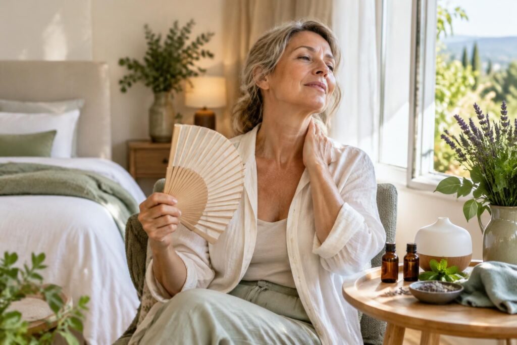 découvrez les huiles essentielles et conseils d’utilisation pour accompagner naturellement les bouffées de chaleur à la ménopause.